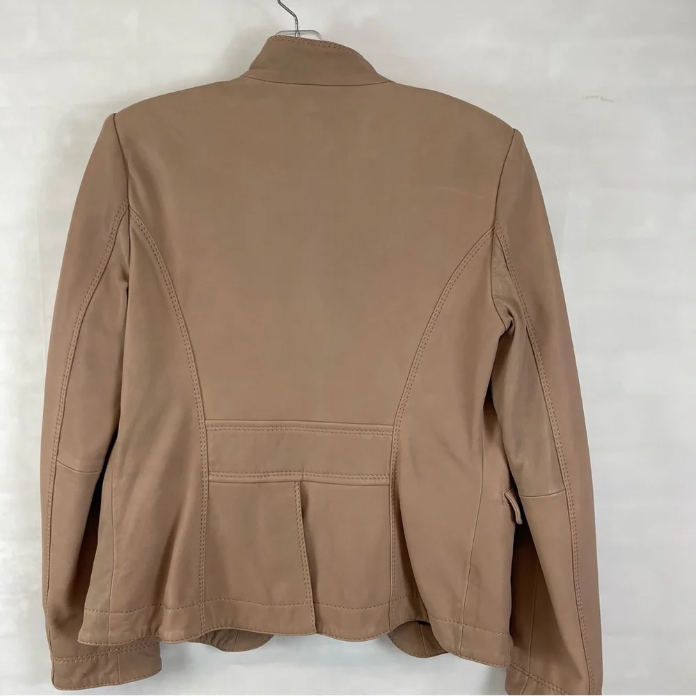 Giorgio Armani‎ Tan Leather Jacket Made in Italy Size 42 (US 6)